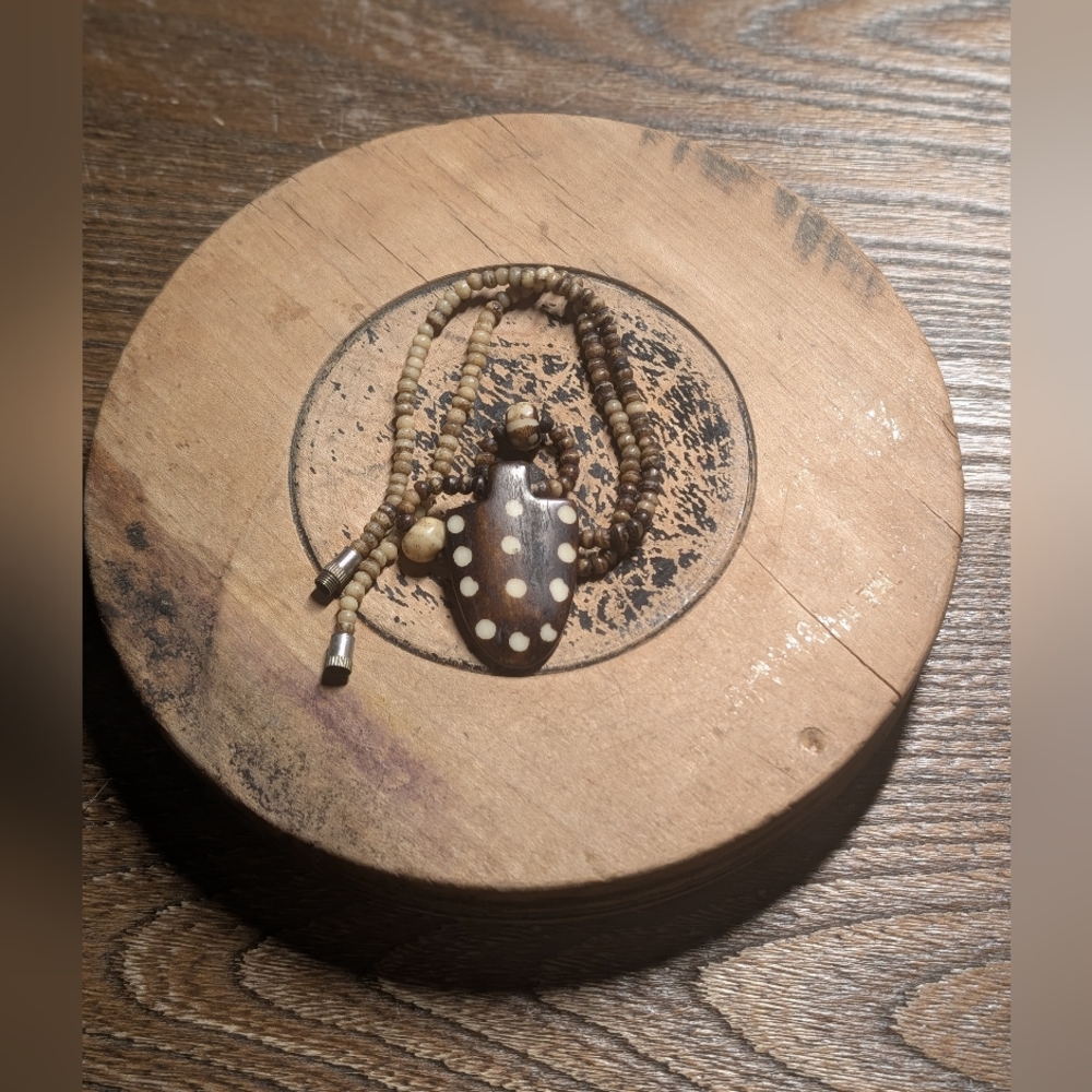 Beaded Necklace With Wooden Charm